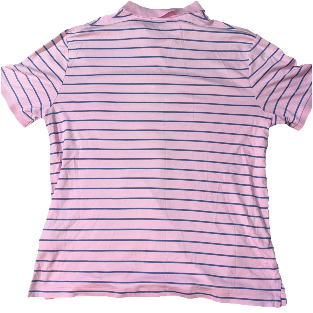 Polo Ralph Lauren Mens Large Classic Fit Pink Navy Blue Striped Polo Shirt LG - Picture 4 of 7